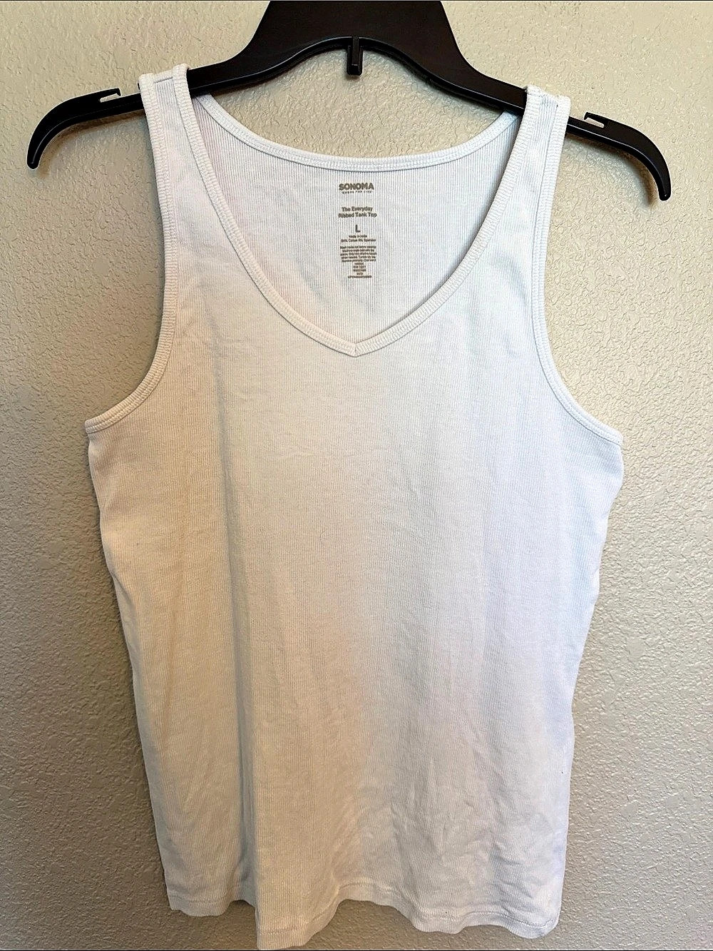 SONOMA The Everyday Ribbed Tank Top Ribbed Tank Top in White Size Large